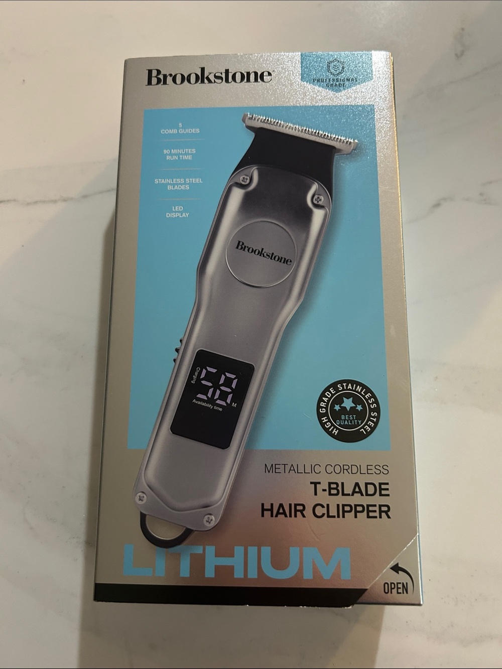 Brookstone Silver Metallic Cordless T-Blade Hair Clipper